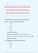 NSG3160 &sol; NSG 3160  Exam 4&colon;  &lpar;Latest 2026&sol;  2027&rpar; &vert; Health Assessment &vert; Questions &  Answers&vert; Grade A&vert; 100&percnt; Correct - Galen 
