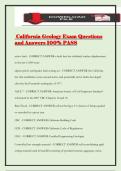 California Geology Exam Questions and Answers 100&percnt; PASS