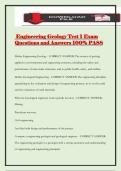 Engineering Geology Test 1 Exam Questions and Answers 100&percnt; PASS