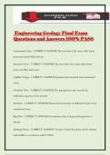 Engineering Geology Final Exam Questions and Answers 100&percnt; PASS