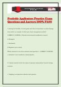 Pesticide Applicators Practice Exam Questions and Answers 100&percnt; PASS