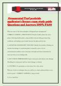 Ornamental&sol;Turf pesticide applicator's licence exam study guide Questions and Answers 100&percnt; PASS