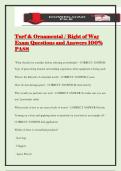 Turf & Ornamental &sol; Right of Way Exam Questions and Answers 100&percnt; PASS