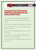 Ornamental and Turf Pesticide Applicators exam Questions and Answers 100&percnt; PASS