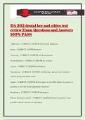 DA 302 dental law and ethics test review Exam Questions and Answers 100&percnt; PASS