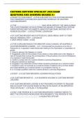 CUSTOMS CERTIFIED SPECIALIST 2026 EXAM QUESTIONS AND ANSWERS GRADED A&plus;