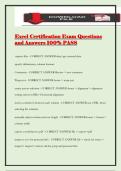 Excel Certification Exam Questions and Answers 100&percnt; PASS