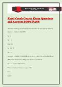 Excel Crash Course Exam Questions and Answers 100&percnt; PASS
