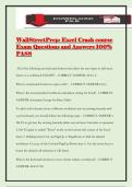 WallStreetPrep&colon; Excel Crash course Exam Questions and Answers 100&percnt; PASS