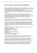SOC 215 EXAM 1 QUESTIONS AND ANSWERS