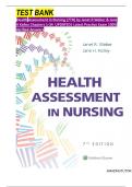 TEST BANK Health Assessment in Nursing &lpar;7TH&rpar; by Janet R Weber & Jane H Kelley&comma; All  Chapters 1-34&comma;   Latest Practice Exam 100&percnt; Veri&filig;ed Answers &comma; Graded A&plus;