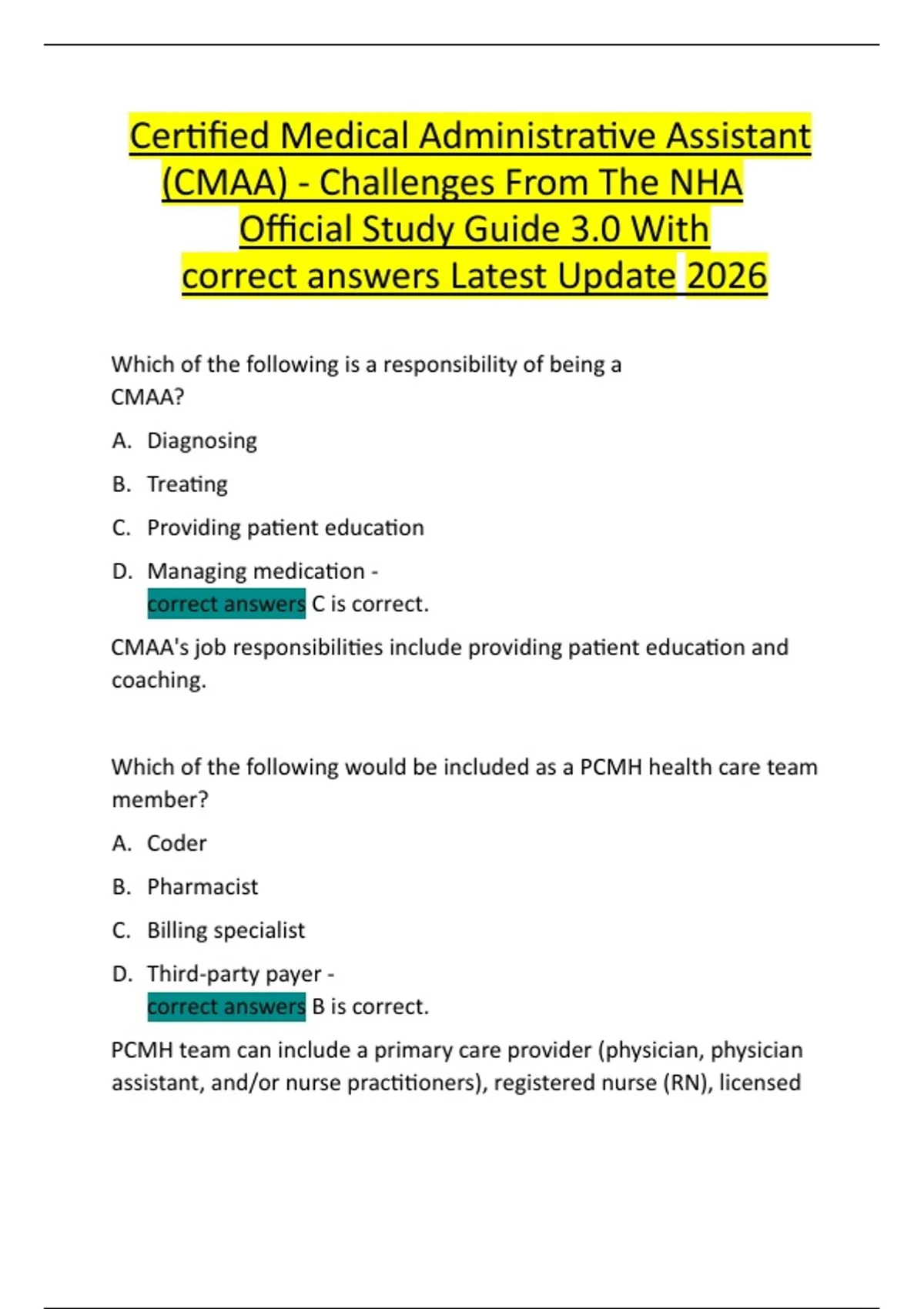 Certified Medical Administrative Assistant (CMAA) – NHA Official Study ...