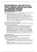 ENVIRONMENTAL LAW AND POLICY EXAM 1 NEWEST 2026 ACTUAL EXAM ALL ANSWERS VERIFIED GUARANTEED TO PASS