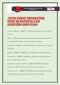 NYPD FIRST TRIMESTER TEST QUESTIONS AND ANSWERS 100&percnt; PASS
