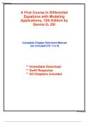TEST BANK &ndash; A First Course in Differential Equations &lpar;12th Edition&rpar; All Chapters Covered &vert; Time-Saving Study Guide &vert; Verified & Accurate &vert; Graded A&plus;