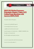MOP 110 Medical Insurance Principals--Chapter 7 Quiz&colon; CPT Coding Exam Questions with Answers 100&percnt; PASS