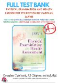Test Bank - Physical Examination and Health Assessment 7th Edition By Carolyn Jarvis &sol; 9781455728107 &sol; Chapter 1-31 &sol; Complete Questions and Answers A&plus;