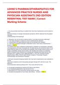 LEHNE&rsquo;S PHARMACOTHERAPEUTICS FOR ADVANCED PRACTICE NURSES AND PHYSICIAN ASSISTANTS 2ND EDITION ROSENTHAL TEST BANK &vert; Correct Marking Scheme 