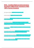 NHA - Certified Medical Administrative Assistant CMAA Exam Questions With 100&percnt; Correct Answers