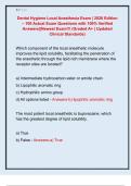 Dental Hygiene Local Anesthesia Exam &vert; 2026 Edition &ndash; 100 Actual Exam Questions with 100&percnt; Verified  Answers&vert;&vert;Newest Exam&excl;&excl;&excl; &lpar;Graded A&plus; &vert; Updated  Clinical Standards&rpar;