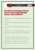 Bio 400 Exam Questions With All Correct Answers 2025 Marking Scheme &vert;ALL CORRECT