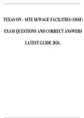 TEXAS ON &ndash; SITE SEWAGE FACILITIES &lpar;OSSF&rpar; EXAM QUESTIONS AND CORRECT ANSWERS LATEST GUIDE 2026 &period;