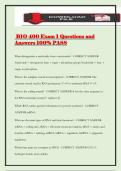 BIO 400 Exam 1 Questions and Answers 100&percnt; PASS