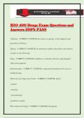 BIO 400 Drugs Exam Questions and Answers 100&percnt; PASS