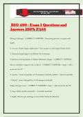 BIO 400 - Exam 1 Questions and Answers 100&percnt; PASS