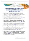 Colorado Real Estate State Portion  Exam Prep 2018 Questions and  Answers Latest 2026