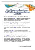 Data Management Foundations -  WGU C175 Questions and Answers  Latest 2026