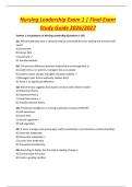 Nursing Leadership Exam 1 &vert; Final Exam Study Guide 2026&sol;2027 &ndash; Accurate Questions & Detailed Answers