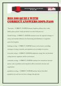 BIO 100 QUIZ 1 WITH CORRECT ANSWERS 100&percnt; PASS