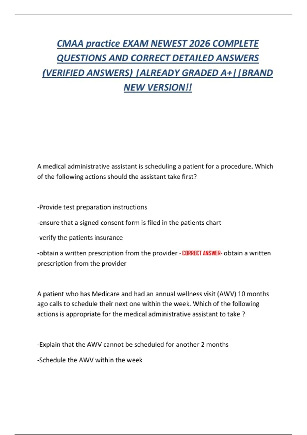 CMAA Practice Exam 2026 – Certified Medical Administrative Assistant ...