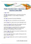 Flight Attendant Quiz 1 Questions and  Answers Latest 2026 