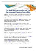 Florida DMV Learner's Permit Test  Questions and Answers Latest 2026