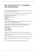 BIO 110 Final Exam- Ch&period; 1-3 Questions with Verified Answers