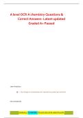 A level OCR A chemistry Questions &  Correct Answers- Latest updated  Graded A&plus; Passed 