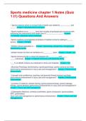 Sports medicine chapter 1 Notes &lpar;Quiz 1 t1&rpar; Questions And Answers