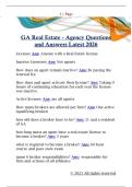 GA Real Estate - Agency Questions  and Answers Latest 2026