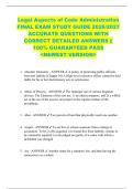 Legal Aspects of Code Administration  FINAL EXAM STUDY GUIDE 2026&sol;2027  ACCURATE QUESTIONS WITH  CORRECT DETAILED ANSWERS &vert;&vert;  100&percnt; GUARANTEED PASS  <NEWEST VERSION> 