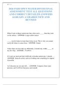 2026 PADI OPEN WATER DIVER FINAL ASSESSMENT TEST ALL QUESTIONS AND CORRECT DETAILED ANSWERS ALREADY A GRADED &vert;NEW AND REVISED