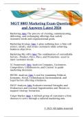 MGT 8803 Marketing Exam Questions  and Answers Latest 2026
