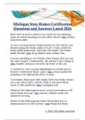 Michigan State Brakes Certification  Questions and Answers Latest 2026