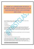 MEDICAL LABORATORY SCIENCE REVIEW- HARR &ndash; IMMUNOLOGY EXAM 2025&sol;2026 QUESTIONS AND ANSWERS 100&percnt; PASS&period;
