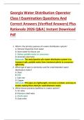 Georgia Water Distribution Operator  Class I Examination Questions And  Correct Answers &lpar;Verified Answers&rpar; Plus  Rationale 2026 Q&A&vert; Instant Download  Pdf  