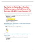 Tips Alcohol Certification Exam I Questions  And Correct Answers &lpar;Verified Answers&rpar; Plus  Rationales 2026 Q&A &vert; Instant Download Pdf 