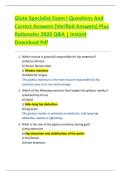 Glute Specialist Exam I Questions And  Correct Answers &lpar;Verified Answers&rpar; Plus  Rationales 2026 Q&A &vert; Instant  Download Pdf 
