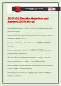 BIO 100 Practice Questions and Answers 100&percnt; Solved