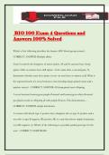 BIO 100 Exam 4 Questions and Answers 100&percnt; Solved